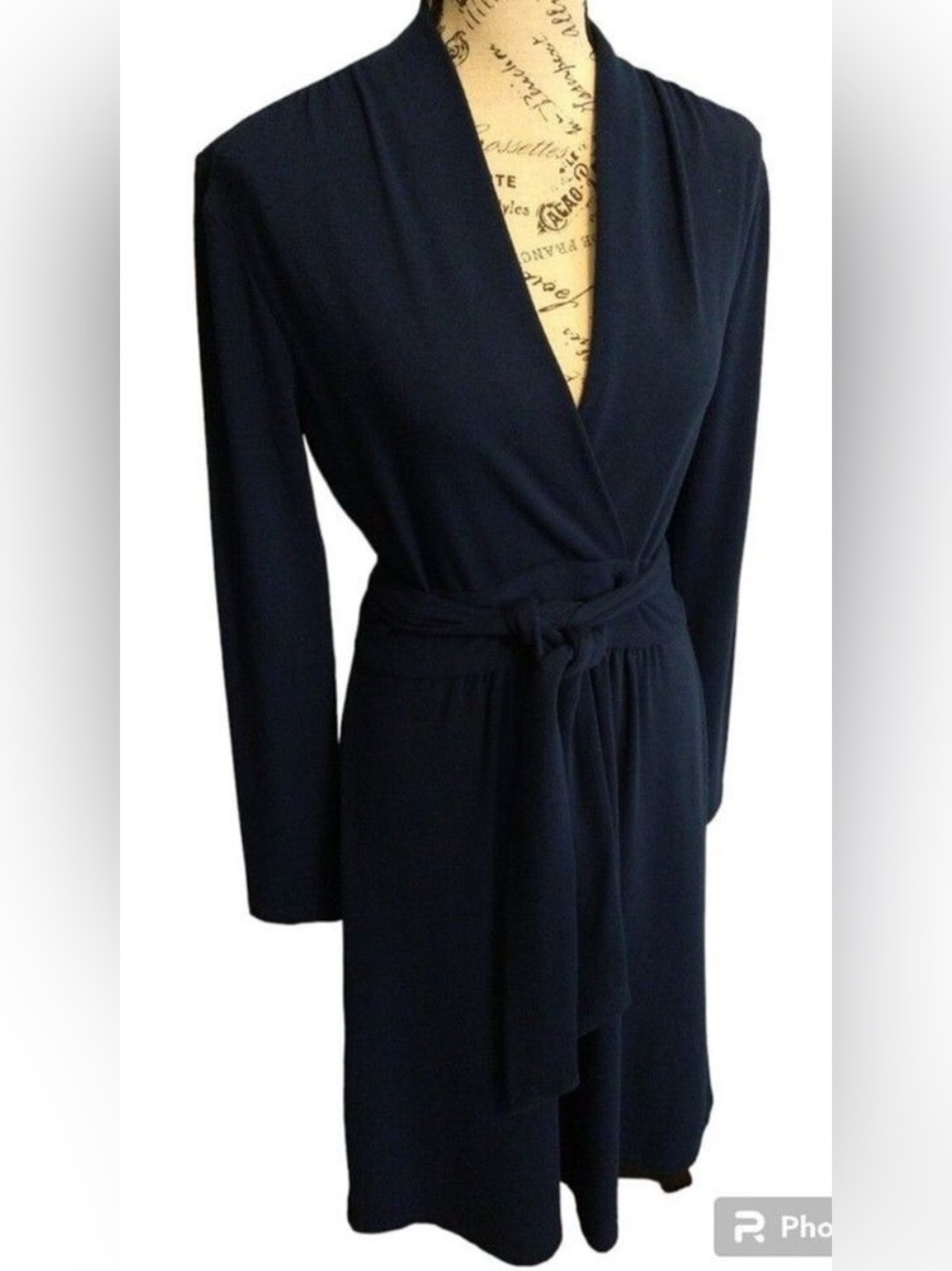 Cabi V-neck Wrap dark bluish green tie waist dress Small